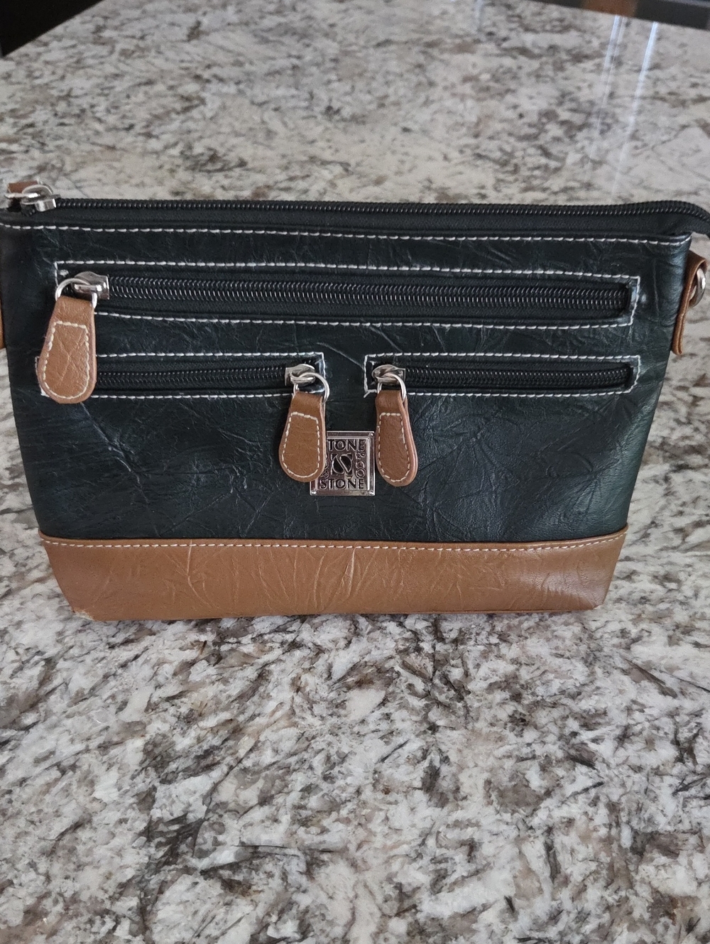 Stone & Co. Women’s Black and Brown Leather Travel Pouch